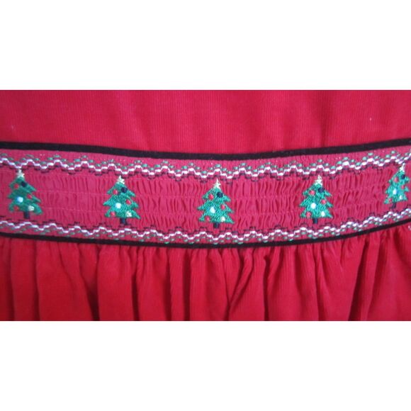 NWT BONNIE BABY RED CORDUROY SMOCKED CHRISTMAS TREE CLASIC DRESS 24MONTH - Picture 2 of 6